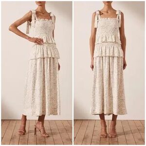 House of Harlow 1960 Ruffle Tiered Linen Maxi Dress